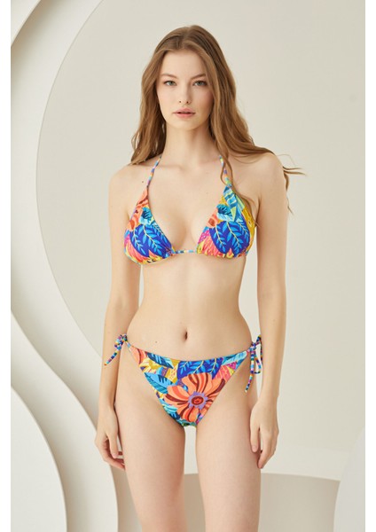 Renkli Fresh Flower Tek Üst Bikini