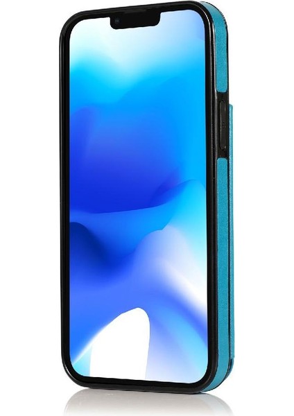 IPhone 14 Artı Pu Deri Çift Düğmeler Için Kart Tutucu Kılıf ile Cüzdan (Yurt Dışından)