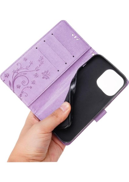 IPhone 15 Için Filp Durumda Pro Manyetik Kapatma Kart Tutucu Pu Deri Bilek (Yurt Dışından)
