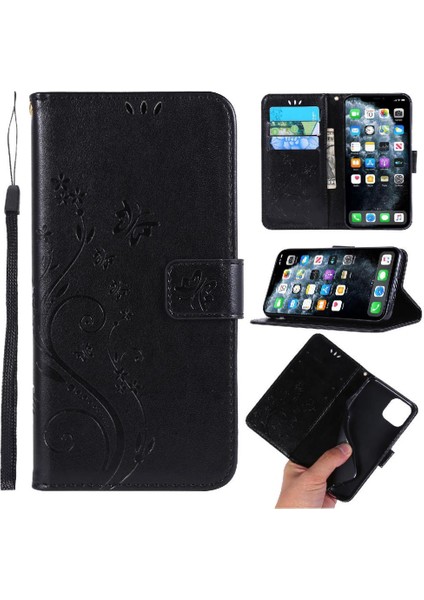IPhone 12 Için Filp Durumda Pro Max Kart Tutucu Bilek Kayışı Pu Deri Kapatma (Yurt Dışından)