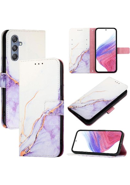Samsung Galaxy M34 5g Mermer Desen Cüzdan Kickstand Pu Deri Kılıf (Yurt Dışından)