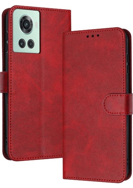 Oneplus 10R 5g Kickstand Için Flip Case Toka Saf Pu ile Kart Yuvası ile (Yurt Dışından)