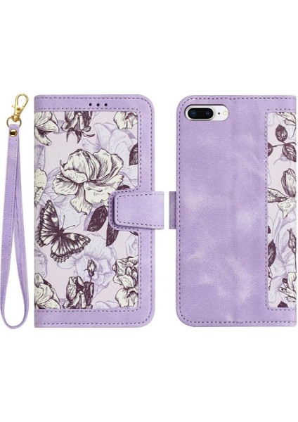 IPhone 6 Için Cüzdan Durumda Artı/7 Artı/8 Artı Manyetik Kapatma Pu Deri (Yurt Dışından)
