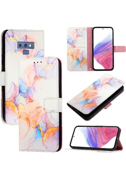 Samsung Galaxy Not 9 Için Kılıf Kickstand Cüzdan Pu Deri Mermer Desen (Yurt Dışından)