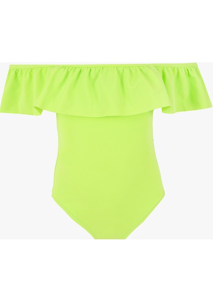 Yeşil Önü Volanlı Kız Çocuk Mayo