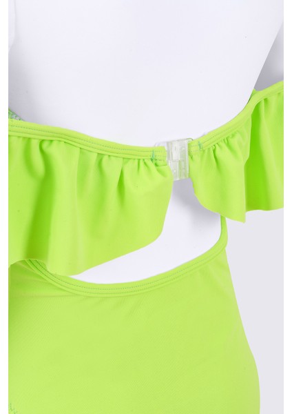 Yeşil Önü Volanlı Kız Çocuk Mayo modelleri