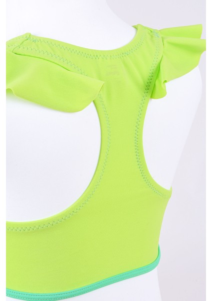 Fıstık Yeşili Fırfırlı Çocuk Bikini Takımı fiyatları