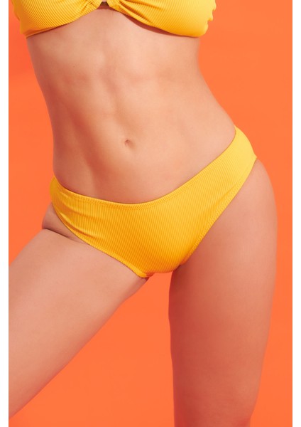 Sarı Reps Basic Tek Alt Bikini