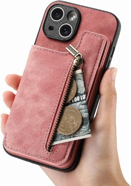 IPhone 14 Için Kılıf Katlanabilir Arka Kapak Standı Fonksiyonu Vintage Fermuar Cüzdan (Yurt Dışından) indirimleri