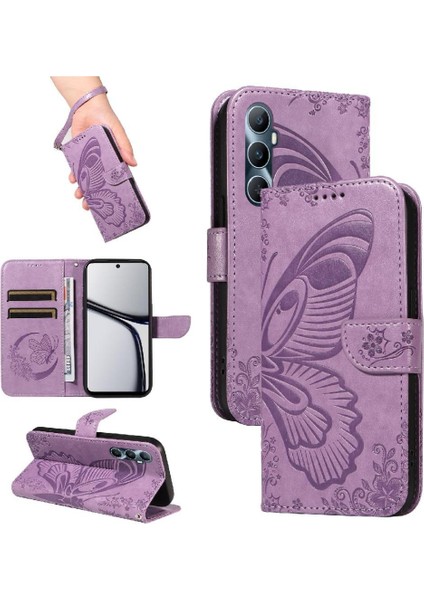 Kredi Kartı Yuvası Yüksek Kaliteli Deri ile Realme C65 4g Için Flip Case (Yurt Dışından)