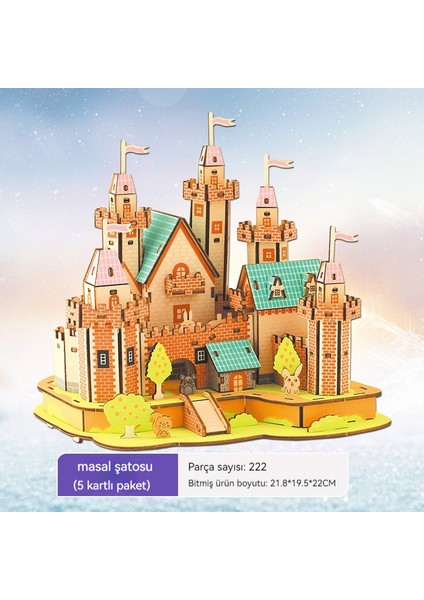Buz ve Kar Sarayı Ahşap 3D Puzzle Modeli Çocuk Montajlı Eğitici ve Zeka Oyuncakları (Yurt Dışından)