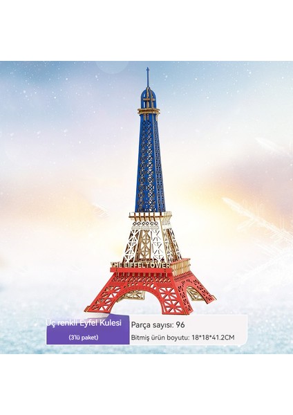 Paris Eyfel Kulesi Ahşap 3D Puzzle Modeli Çocuk Montajlı Eğitici ve Zeka Oyuncakları (Yurt Dışından)