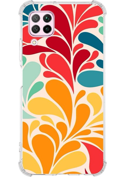 Huawei P40 Lite Uyumlu Retro Color 5 Baskılı Şeffaf Köşe Korumalı Antişok Kılıf