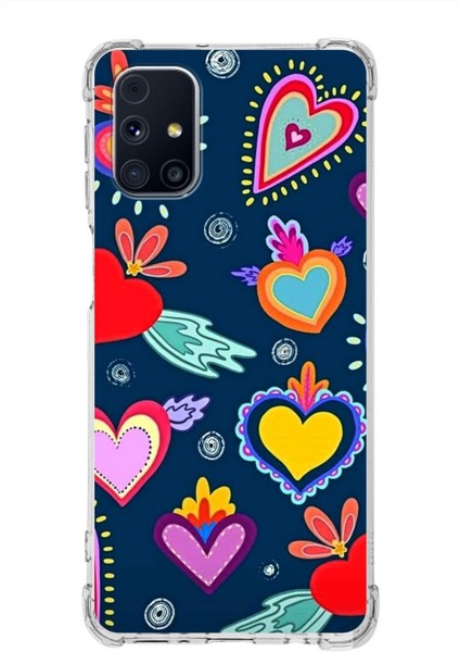 Samsung Galaxy M31S Uyumlu Retro Color 3 Baskılı Şeffaf Köşe Korumalı Antişok Kılıf