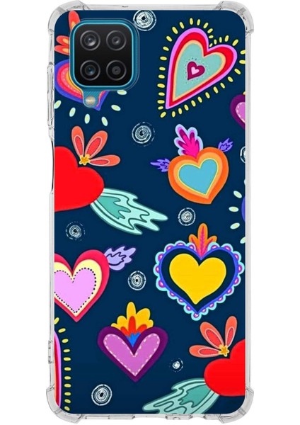Samsung Galaxy M32 Uyumlu Retro Color 3 Baskılı Şeffaf Köşe Korumalı Antişok Kılıf
