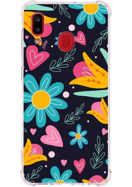 Samsung Galaxy A30 Uyumlu Retro Color 1 Baskılı Şeffaf Köşe Korumalı Antişok Kılıf
