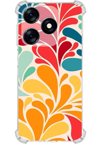 Tecno Spark 10C Uyumlu Retro Color 5 Baskılı Şeffaf Köşe Korumalı Antişok Kılıf