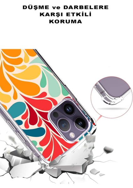 Tecno Spark 10C Uyumlu Retro Color 5 Baskılı Şeffaf Köşe Korumalı Antişok Kılıf