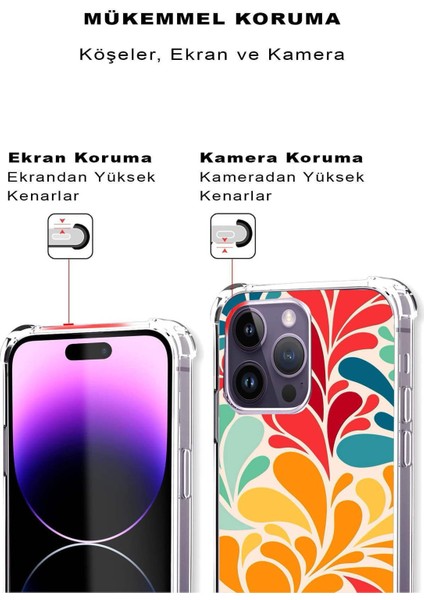 Tecno Spark 10C Uyumlu Retro Color 5 Baskılı Şeffaf Köşe Korumalı Antişok Kılıf