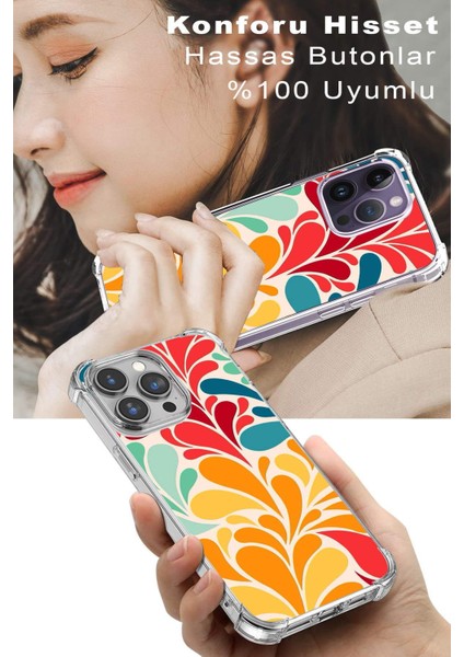 Tecno Spark 10C Uyumlu Retro Color 5 Baskılı Şeffaf Köşe Korumalı Antişok Kılıf