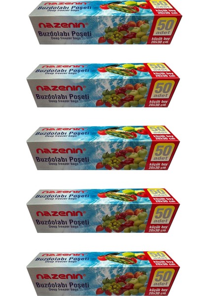 Düz Kilitsiz Şeffaf Küçük Boy Buzdolabı Yemek Gıda Poşeti Torbası- 20X30 Cm. - 50'li 5 Paket