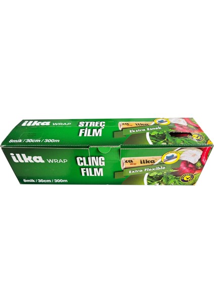 Ilka Şeffaf Mutfak Rulo Streç Film Folyo - 30 Cm. x 300 Metre - Gıdaya Uygun - 5 Paket