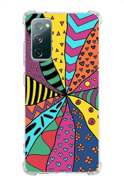 Samsung Galaxy S20 Fe Uyumlu Retro Color 4 Baskılı Şeffaf Köşe Korumalı Antişok Kılıf