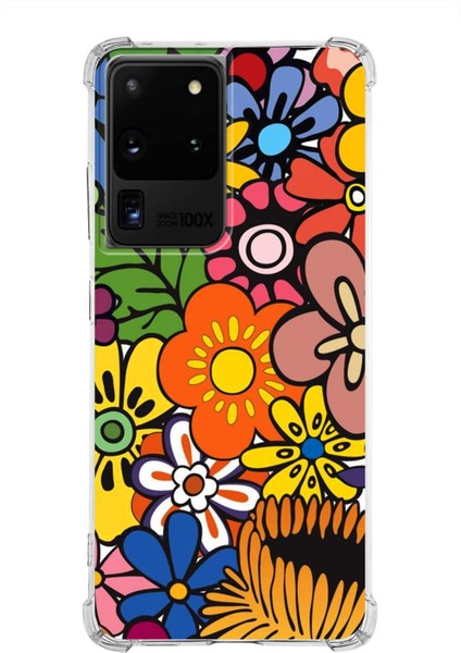 Samsung Galaxy S20 Ultra Uyumlu Retro Color 2 Baskılı Şeffaf Köşe Korumalı Antişok Kılıf