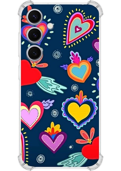 Samsung Galaxy S24 Plus Uyumlu Retro Color 3 Baskılı Şeffaf Köşe Korumalı Antişok Kılıf