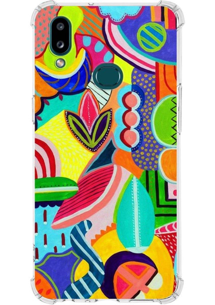 Samsung Galaxy M10S Uyumlu Retro Color 6 Baskılı Şeffaf Köşe Korumalı Antişok Kılıf