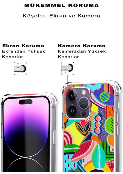 Samsung Galaxy M10S Uyumlu Retro Color 6 Baskılı Şeffaf Köşe Korumalı Antişok Kılıf