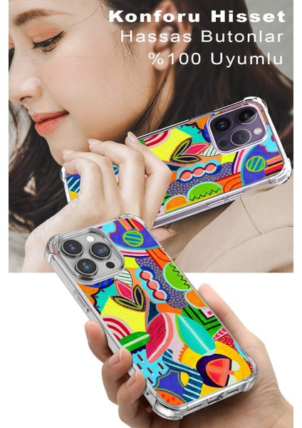Samsung Galaxy M10S Uyumlu Retro Color 6 Baskılı Şeffaf Köşe Korumalı Antişok Kılıf