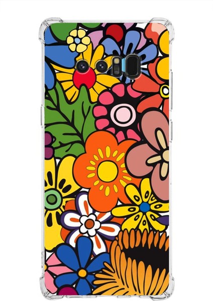 Samsung Galaxy Note 8 Uyumlu Retro Color 2 Baskılı Şeffaf Köşe Korumalı Antişok Kılıf