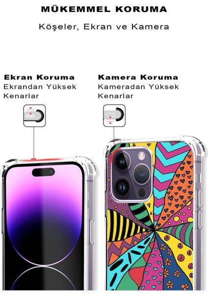 Samsung Galaxy Note 8 Uyumlu Retro Color 4 Baskılı Şeffaf Köşe Korumalı Antişok Kılıf