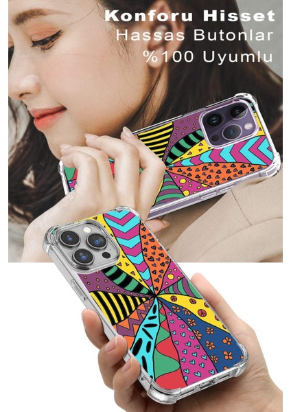 Samsung Galaxy Note 8 Uyumlu Retro Color 4 Baskılı Şeffaf Köşe Korumalı Antişok Kılıf