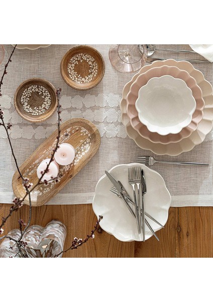 Flower Pasta Tabağı 22 cm Krem fiyatları