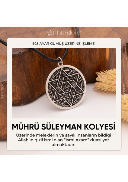 Gümüş Store Gümüşstore Mührü Süleyman Kolyesi – Alpaka Üzerine Işlenmiş