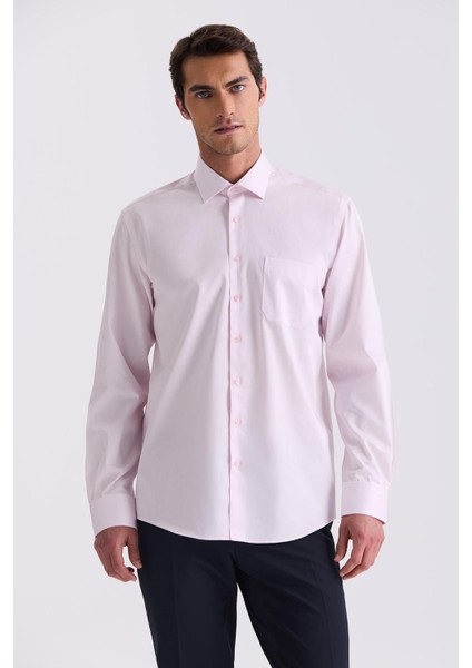 Pembe Classic Fit %100 Pamuk Gömlek