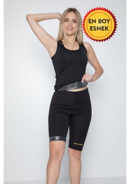 Unisex Sauna Askılı Atlet ve Kısa Termal Tayt 2'li Egzersiz Spor Takımı