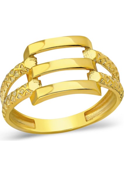 Desenli Yanlarla Üç Sıralı Yüzük