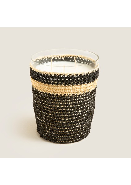 Boho Black&white Tığ Işi Kokulu Mum 14X17 cm Siyah