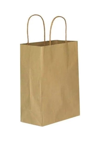 Büküm Saplı Kraft Kağıt Çanta Karton Hediyelik Poşet Torba - Sarı - 18X24 Cm. - 25 Adetlik 2 Paket