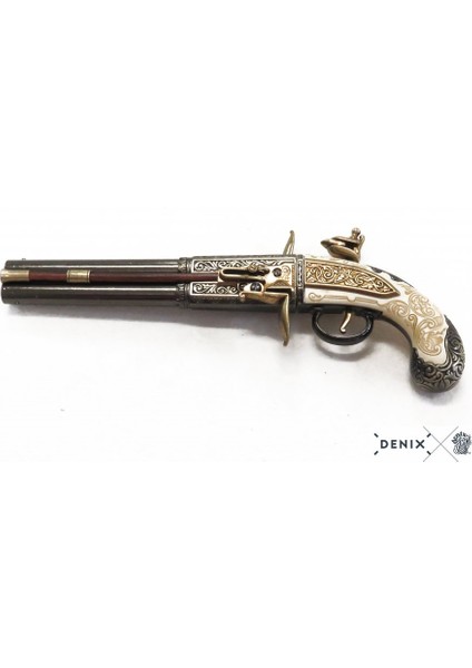 1750 Ingiltere Çift Namlulu Turn-Over Koleksiyonluk Pistol