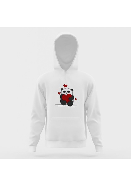 SRB Store Kırmızı Kalbe Sarılmış Panda Detaylı  Sweatshirt