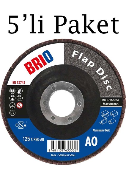 Flap Disk 125XP80 Ao 5'li Paket