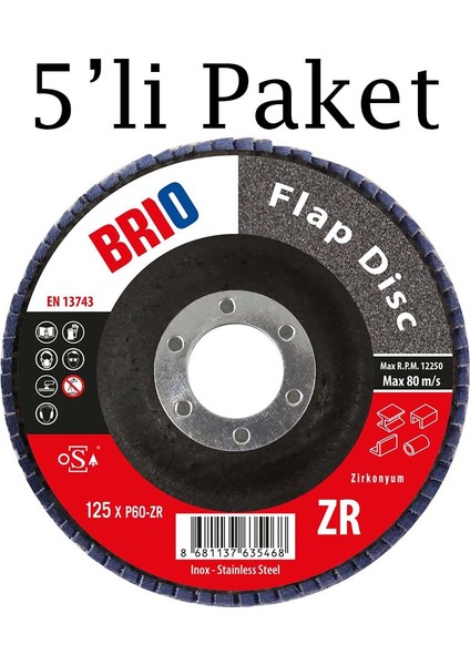 Flap Disk 125XP60 Zr 5'li Paket