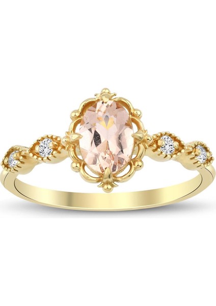 Vintage Morganite Tektaş Pırlanta Yüzük