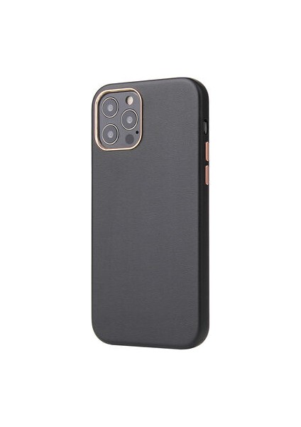 iPhone 12 Pro Kılıf Pu Deri ve Kadife Kaplamalı Eyzi Premium Kapak