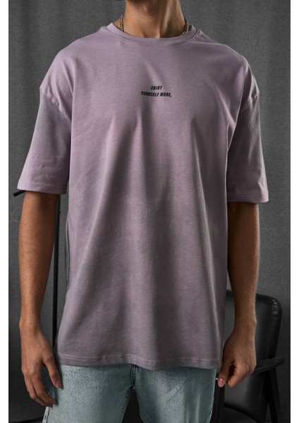 Erkek Antrasit Özel Yıkamalı Kumaş Oversize T-Shirt