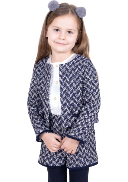 Lacivert Tweed Kumaş Kışlık Kız Çocuk Bolero Ceket fiyatları